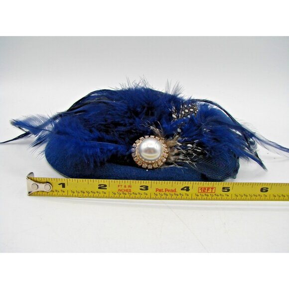 Vintage Womens Pillbox Hat Fascinators White Pearl Feathers Mesh Veil Party Clip - Picture 11 of 13
